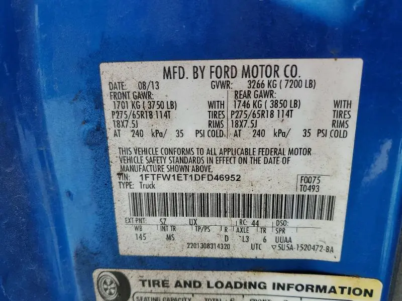2013 FORD F150 SUPERCREW  