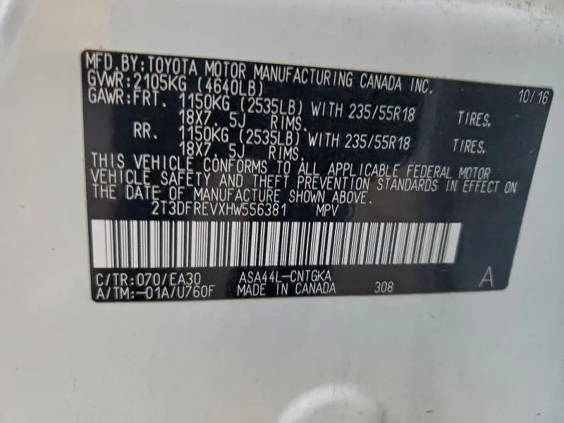 2017 TOYOTA RAV4 LIMITED  