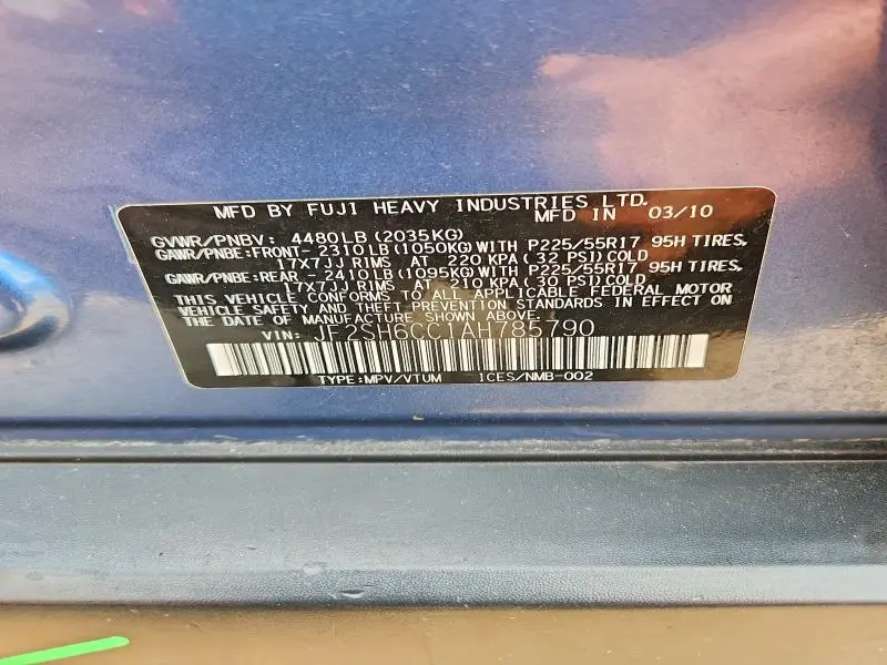 2010 SUBARU FORESTER 2.5X PREMIUM  