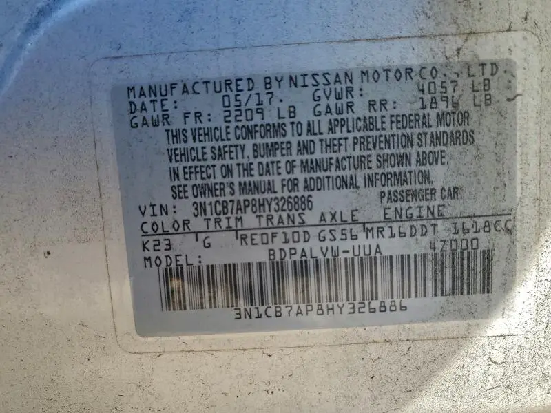 2017 NISSAN SENTRA SR TURBO  