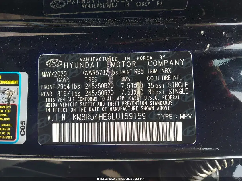 2020 HYUNDAI PALISADE LIMITED
