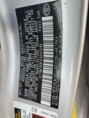 2012 TOYOTA AVALON BASE  