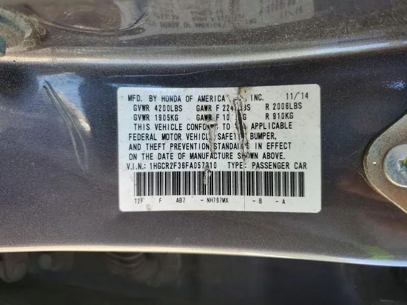 2015 HONDA ACCORD LX  