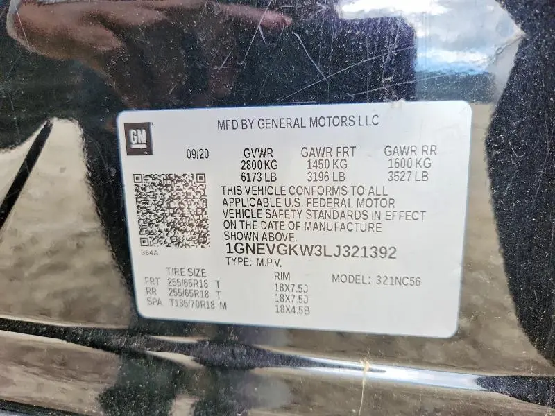 2020 CHEVROLET TRAVERSE LT  