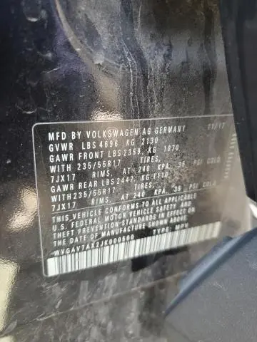 2018 VOLKSWAGEN TIGUAN LIMITED   