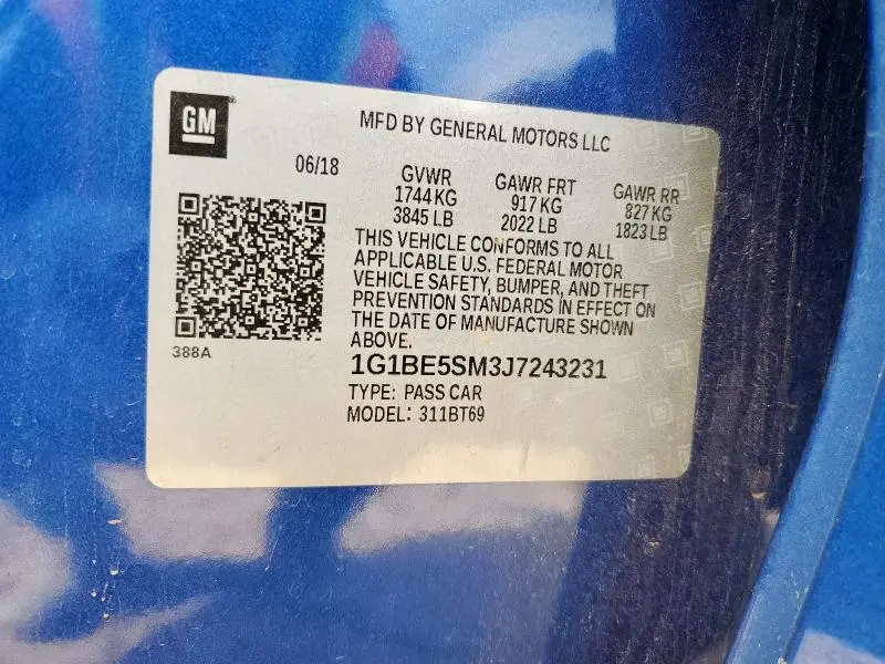 2018 CHEVROLET CRUZE LT  