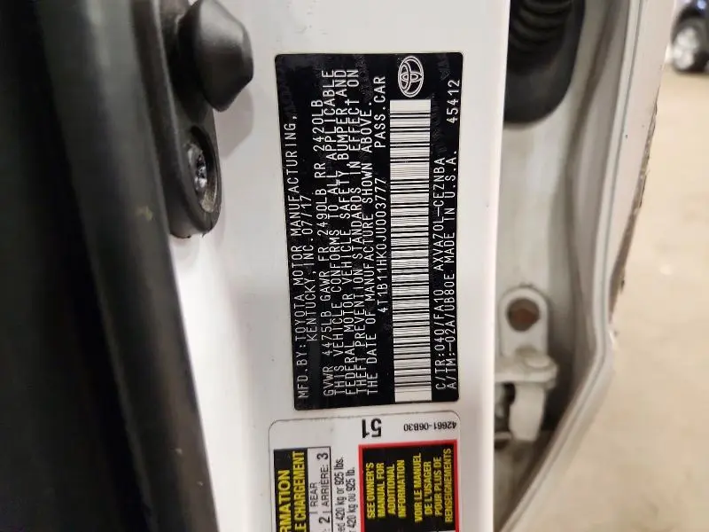 2018 TOYOTA CAMRY   