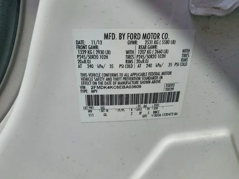 2014 FORD EDGE LIMITED  