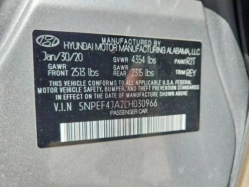 2020 HYUNDAI SONATA SEL  
