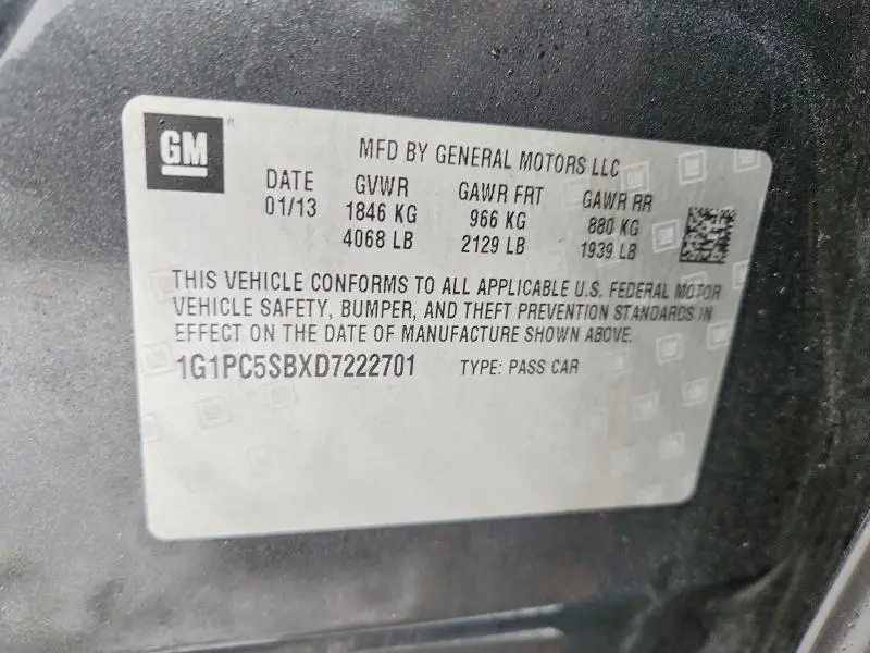 2013 CHEVROLET CRUZE LT  