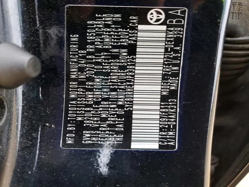 2018 TOYOTA COROLLA LE  