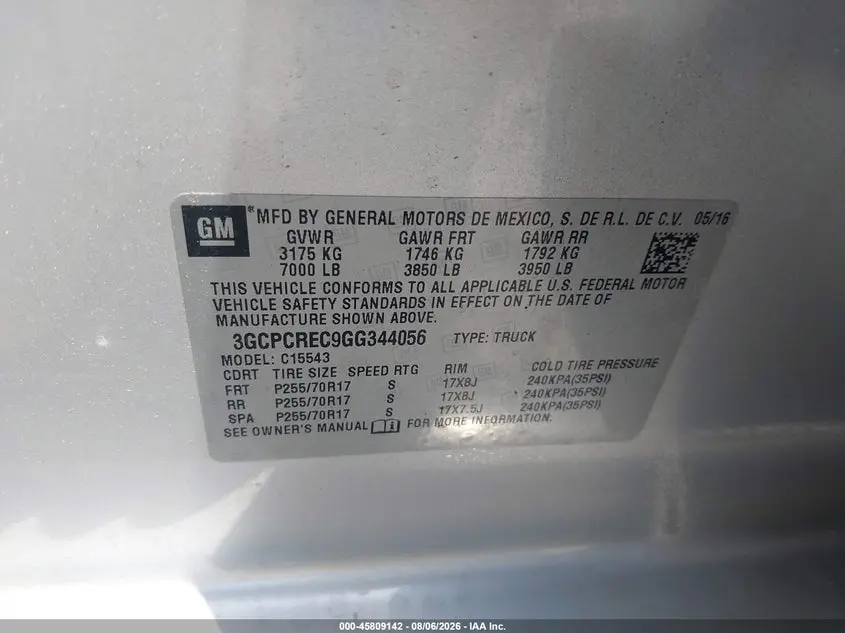 2016 CHEVROLET SILVERADO 1500 LT