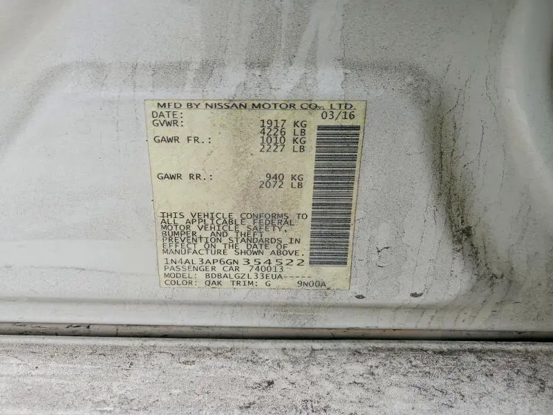 2016 NISSAN ALTIMA 2.5  