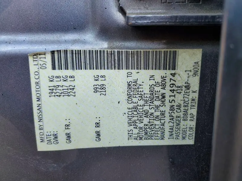 2011 NISSAN ALTIMA 2.5  