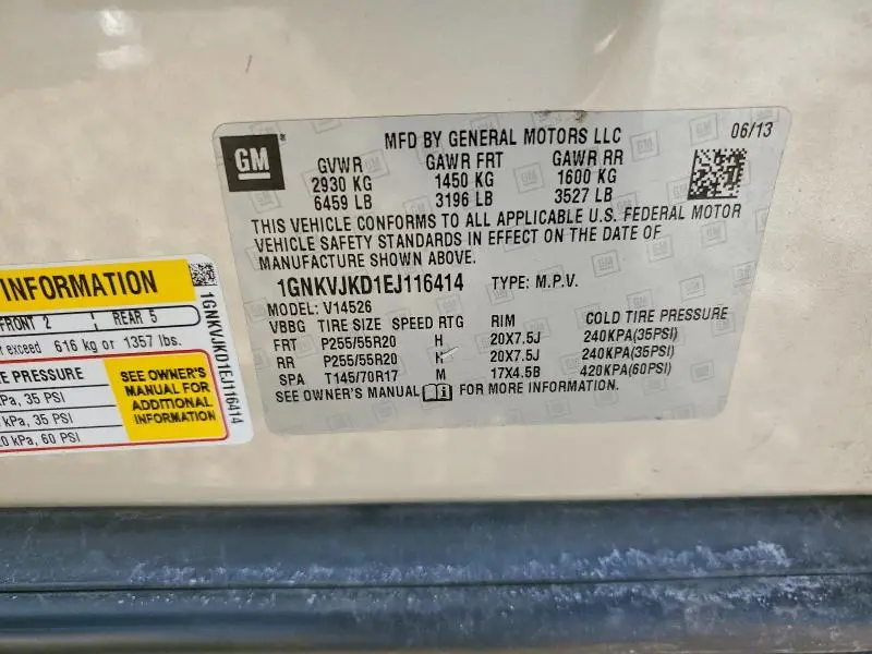 2014 CHEVROLET TRAVERSE LTZ  