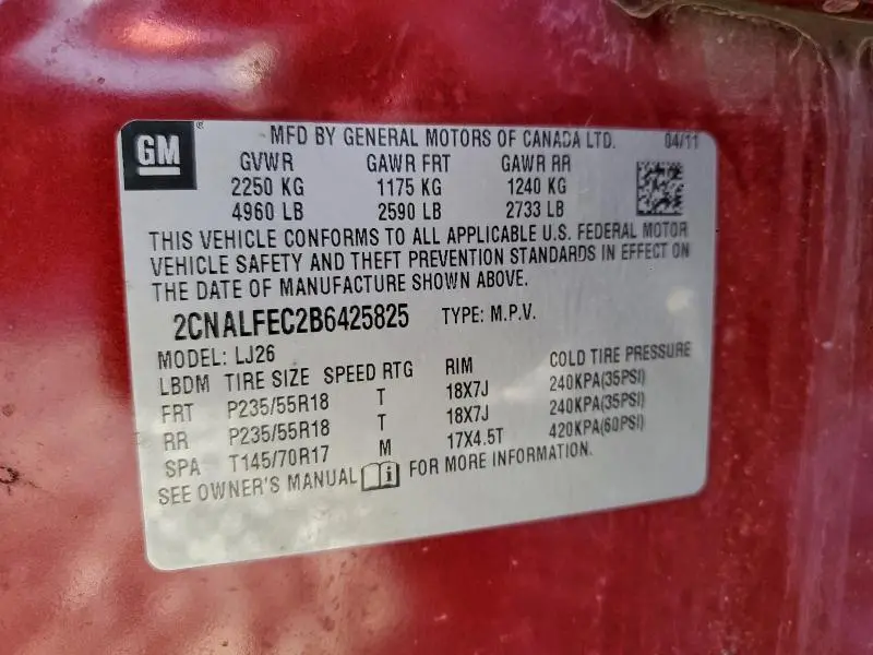 2011 CHEVROLET EQUINOX LTZ  