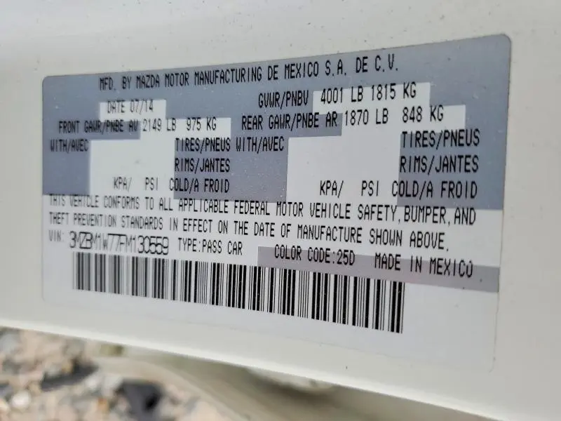 2015 MAZDA 3 GRAND TOURING  