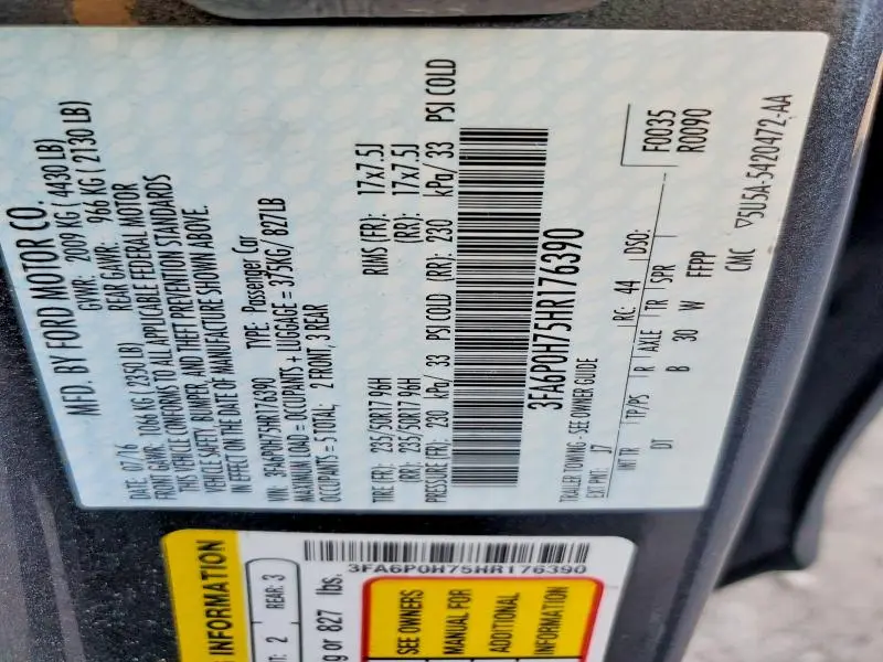 2017 FORD FUSION SE  