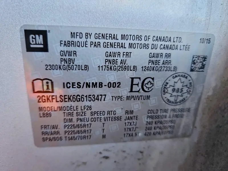 2016 GMC TERRAIN SLE  