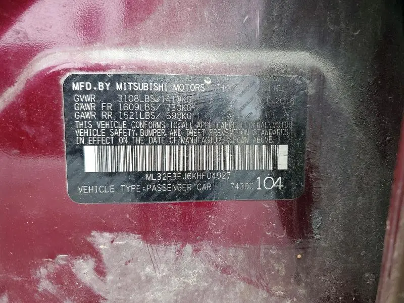 2019 MITSUBISHI MIRAGE G4 ES  