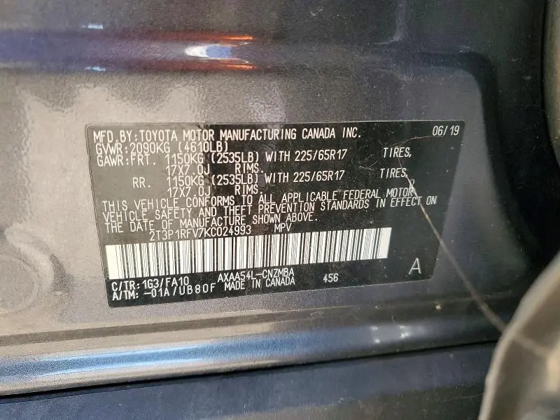 2019 TOYOTA RAV4 XLE  