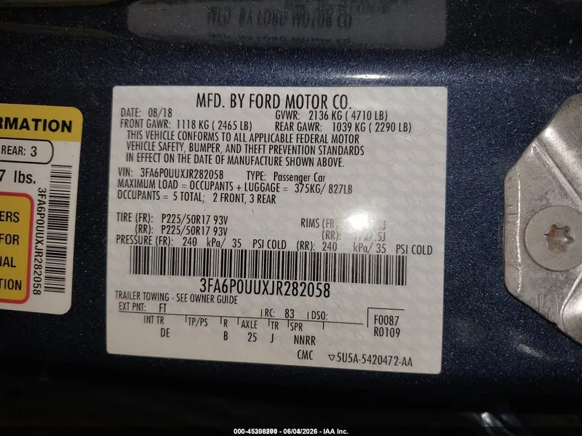 2018 FORD FUSION HYBRID S