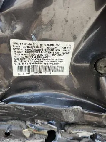 2016 HONDA PILOT EXL  