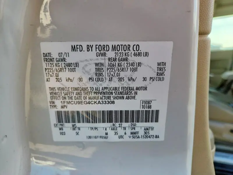 2012 FORD ESCAPE LIMITED  