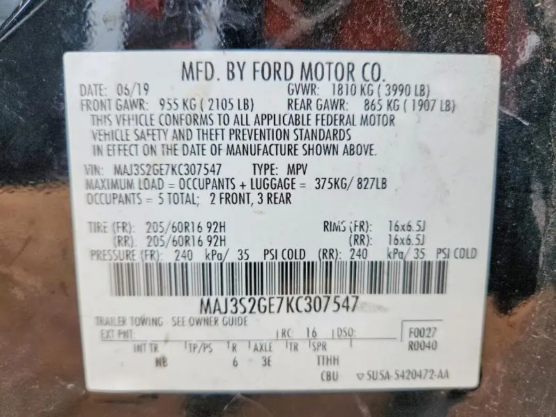 2019 FORD ECOSPORT SE  