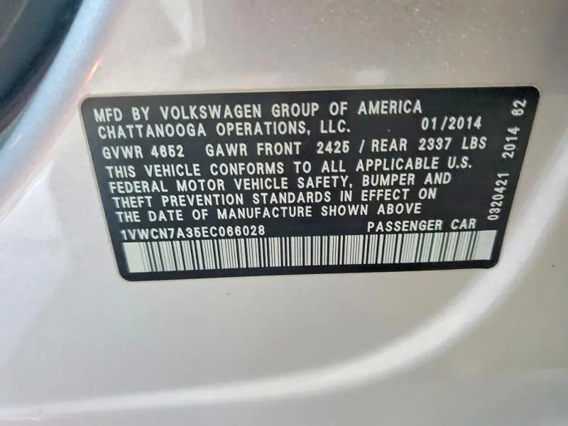 2014 VOLKSWAGEN PASSAT SEL  