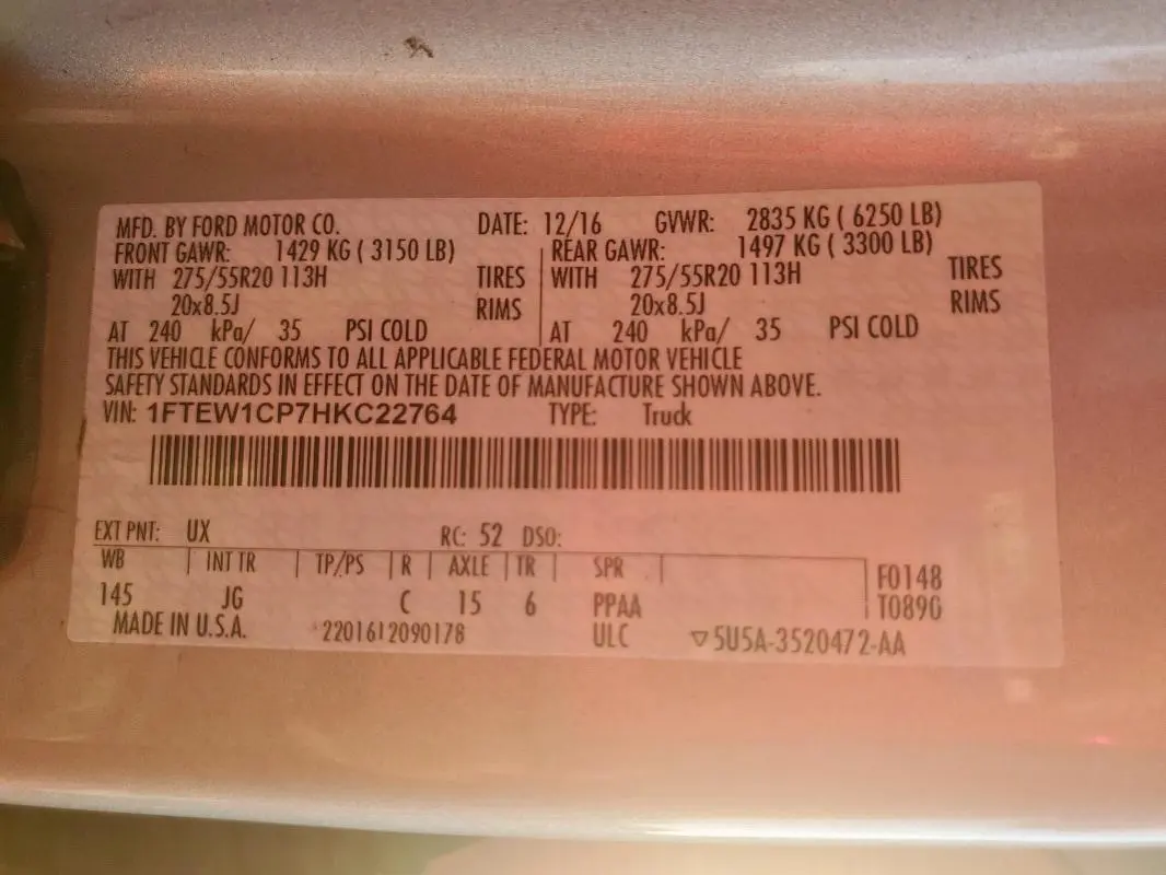 2017 FORD F150 SUPERCREW  