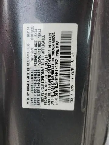 2014 HONDA ODYSSEY TOURING  