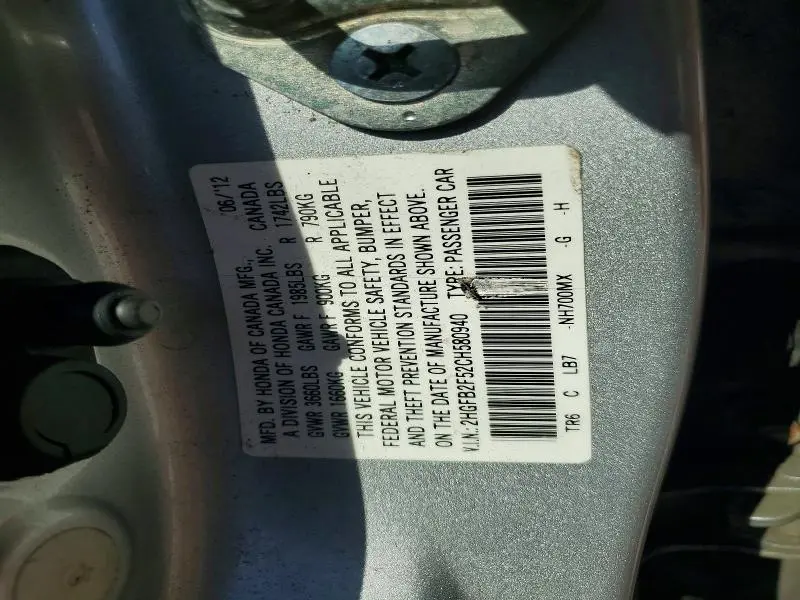 2012 HONDA CIVIC LX  