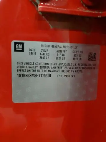 2017 CHEVROLET CRUZE LT  