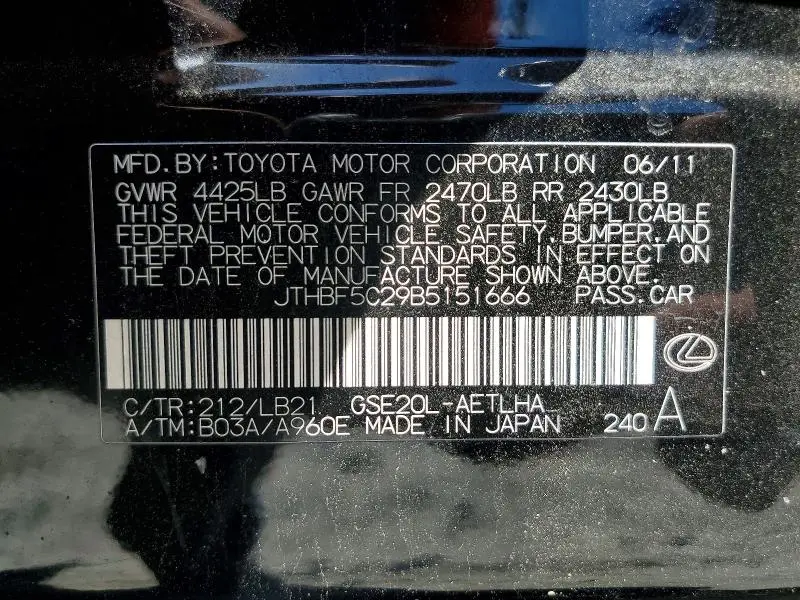 2011 LEXUS IS 250  