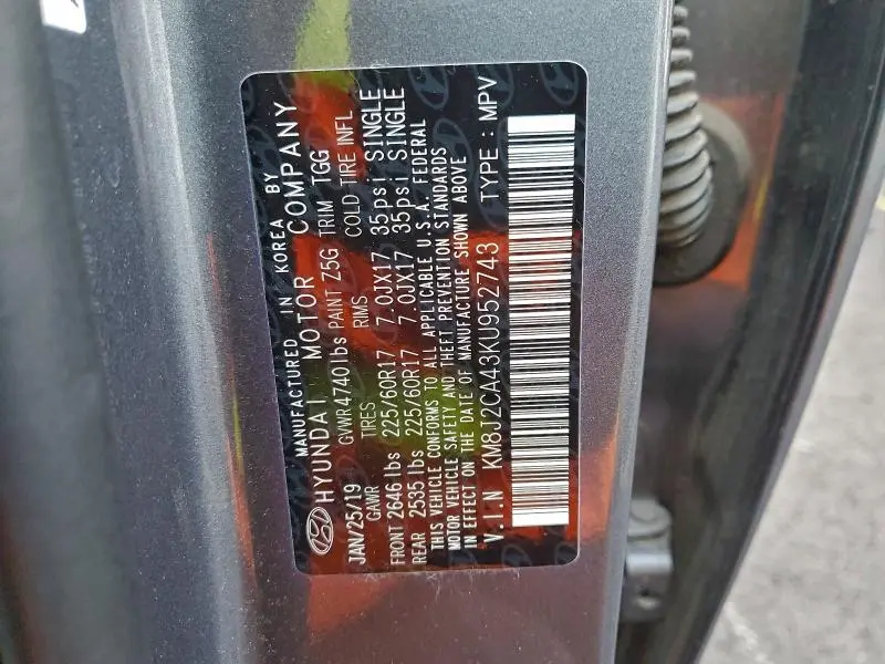 2019 HYUNDAI TUCSON SE  