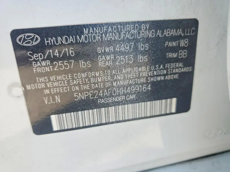2017 HYUNDAI SONATA SE  