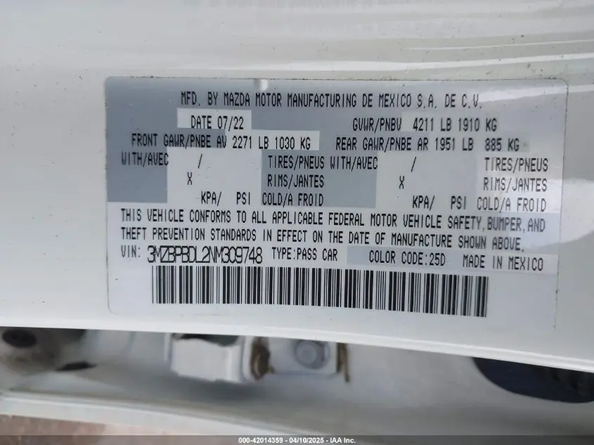 2022 MAZDA MAZDA3 PREMIUM