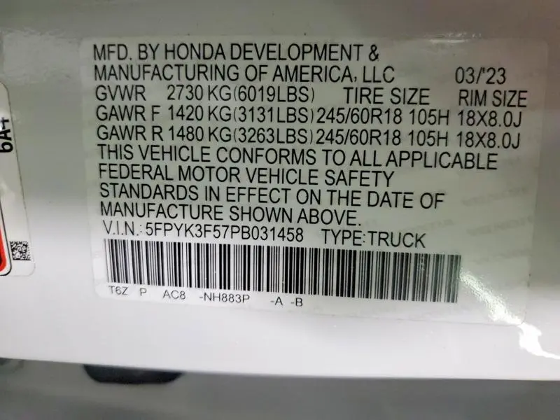 2023 HONDA RIDGELINE RTL  