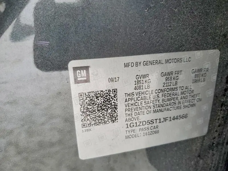 2018 CHEVROLET MALIBU LT  