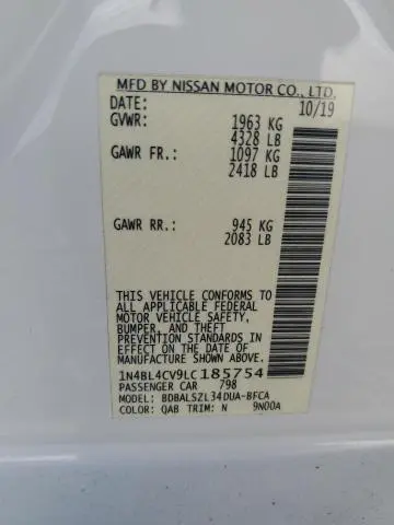 2020 NISSAN ALTIMA SR  