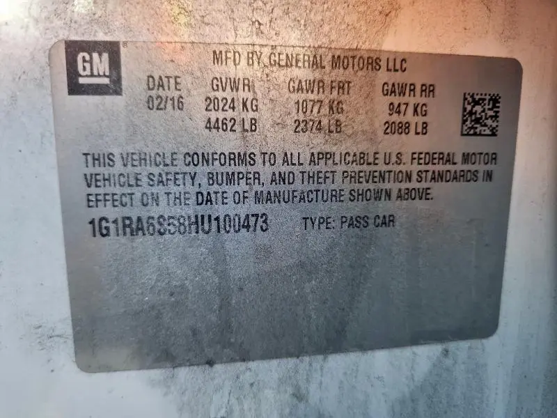 2017 CHEVROLET VOLT LT  