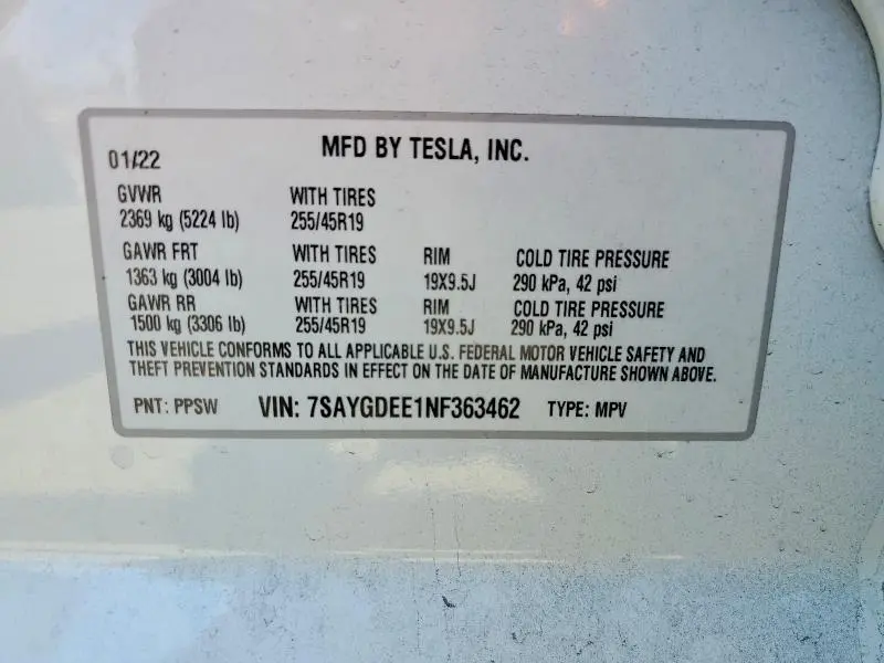 2022 TESLA MODEL Y   