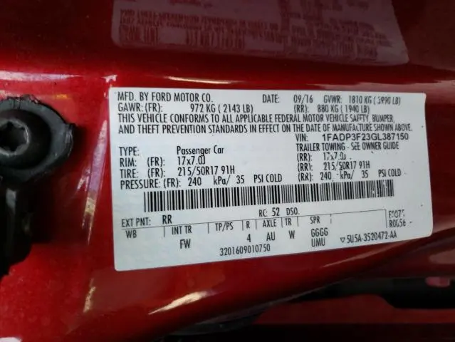 2016 FORD FOCUS SE