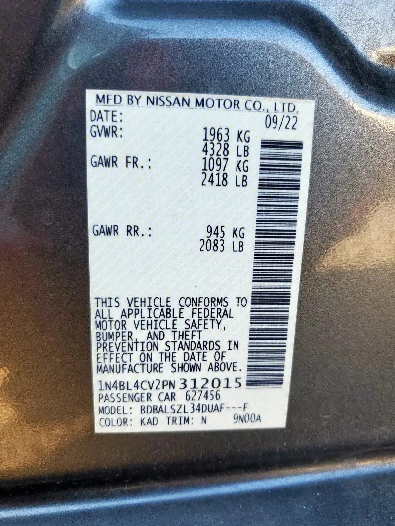 2023 NISSAN ALTIMA SR  