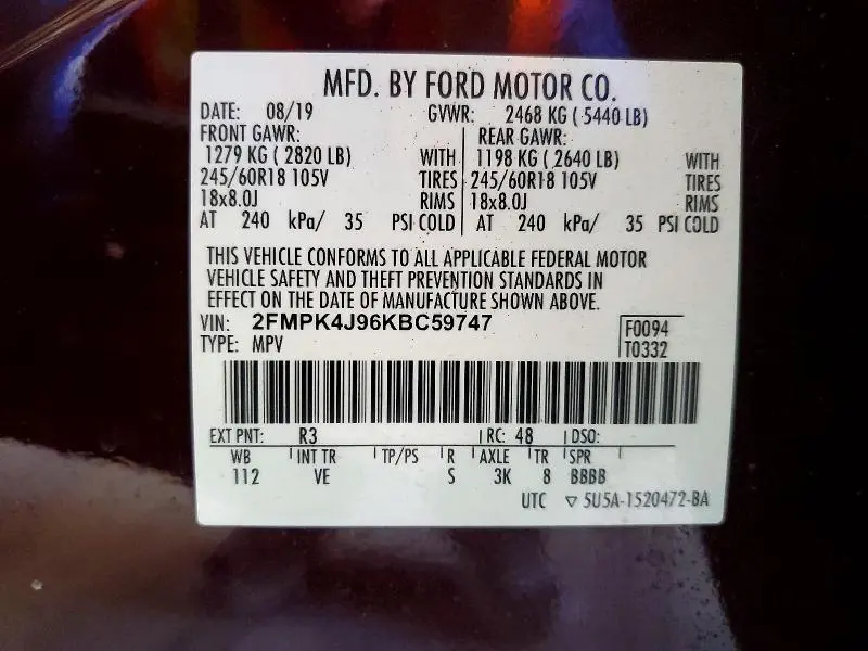 2019 FORD EDGE SEL  