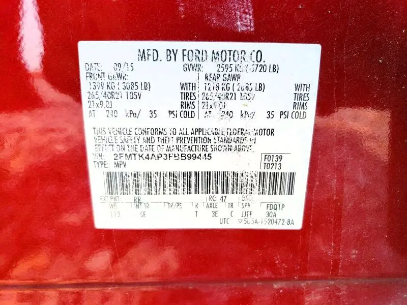 2015 FORD EDGE SPORT  