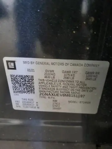 2021 CHEVROLET EQUINOX LT  