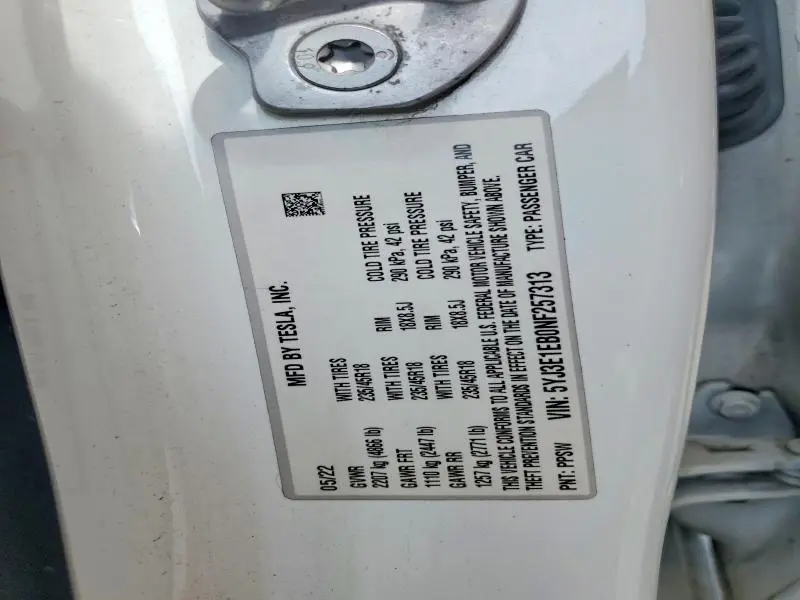 2022 TESLA MODEL 3   