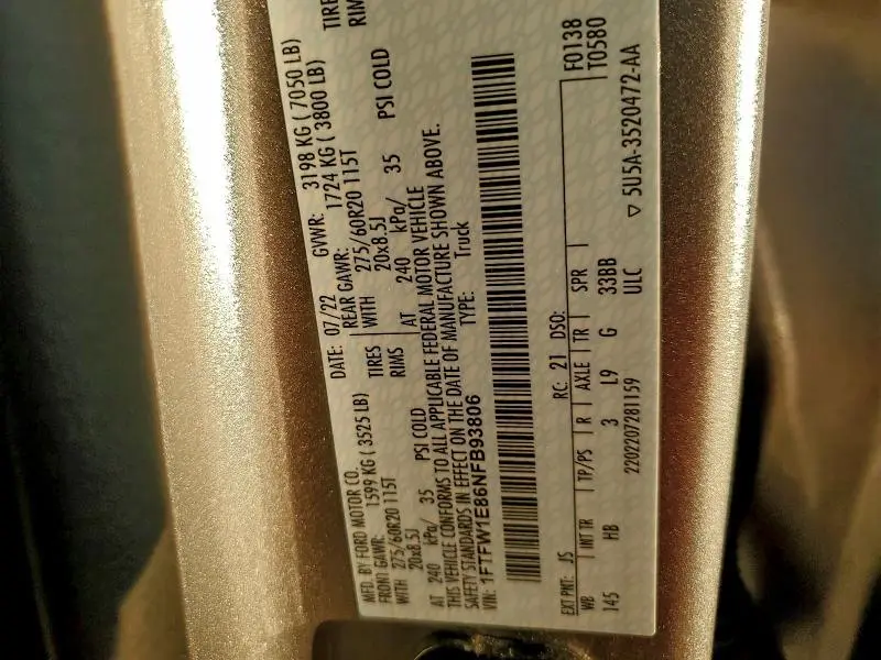 2022 FORD F150 SUPERCREW  